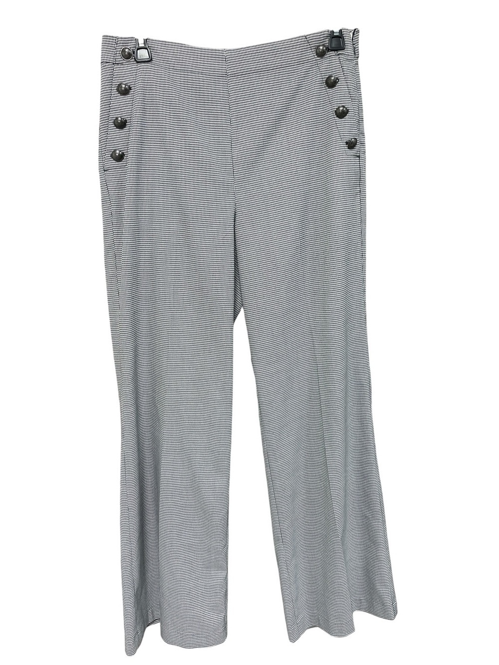 LOFT Trousers NWT Pants White Black Herringbone Wide Leg Sailor 12 Tall - Picture 2 of 11